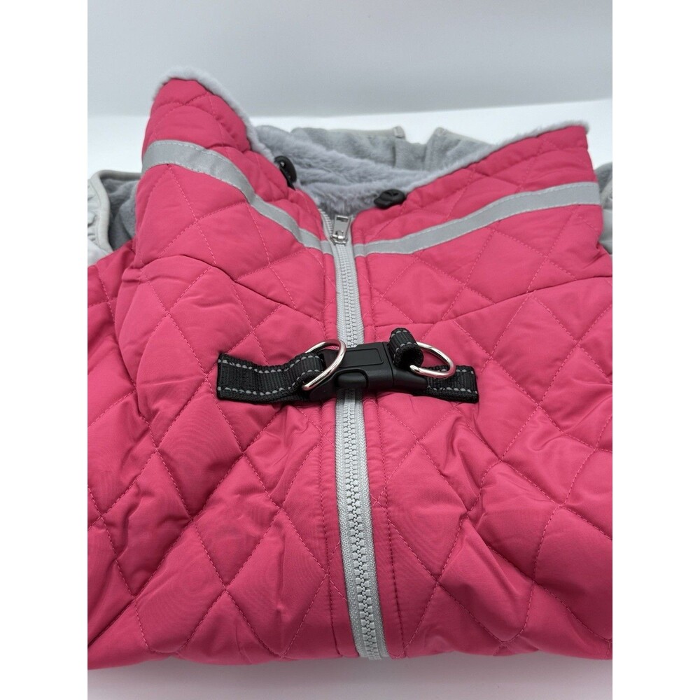 Quilted Windproof Dog Jacket Fleece Vest with a built-in harness Size‎ 3X Pink